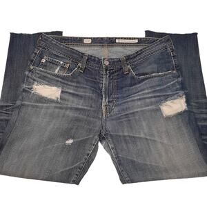 Adriano Goldschmied Jeans Protégé Straight Leg Distressed Women 34 Raw Hem